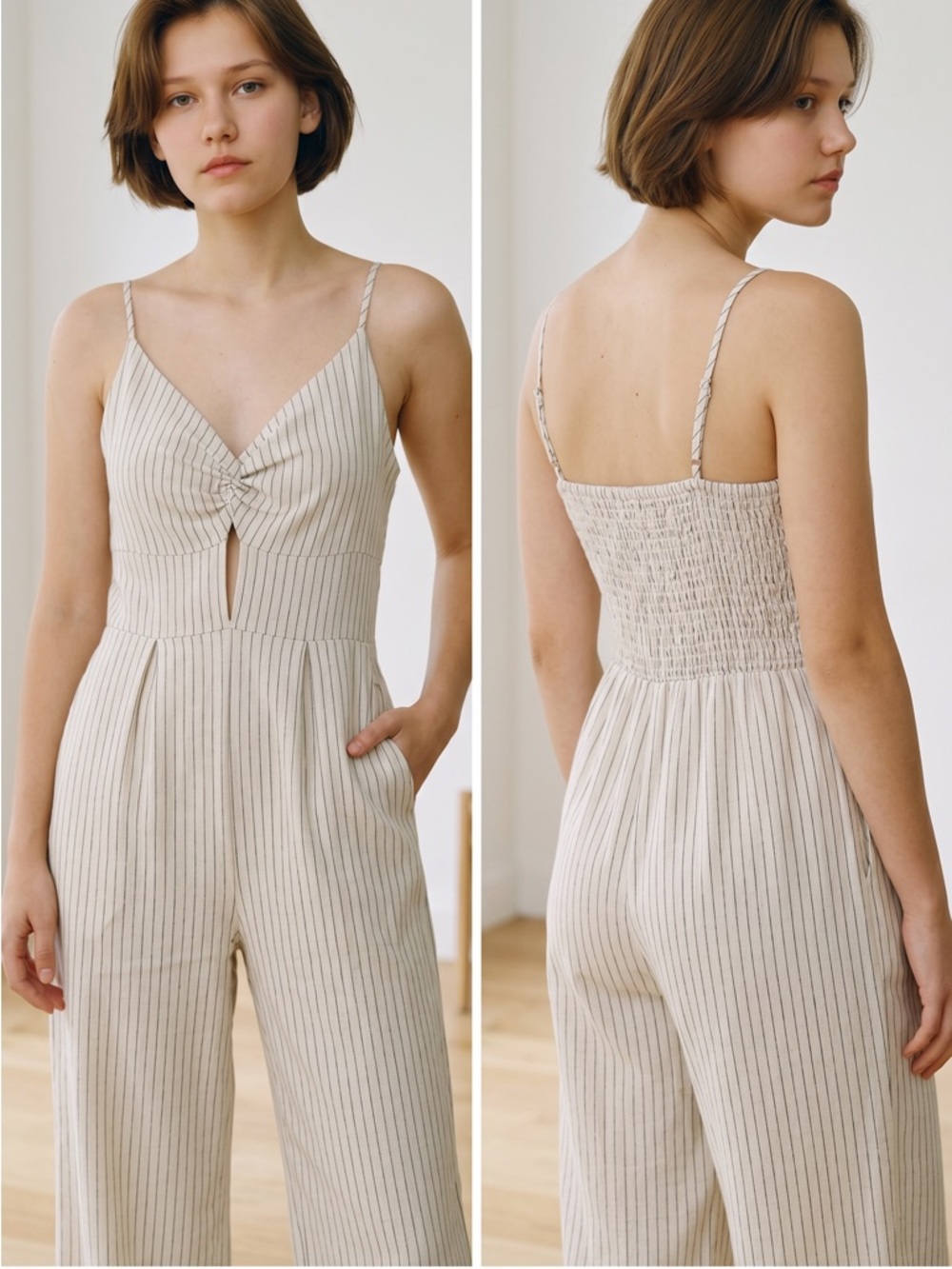 Sienna Sky Cream Striped Wide-Leg Jumpsuit